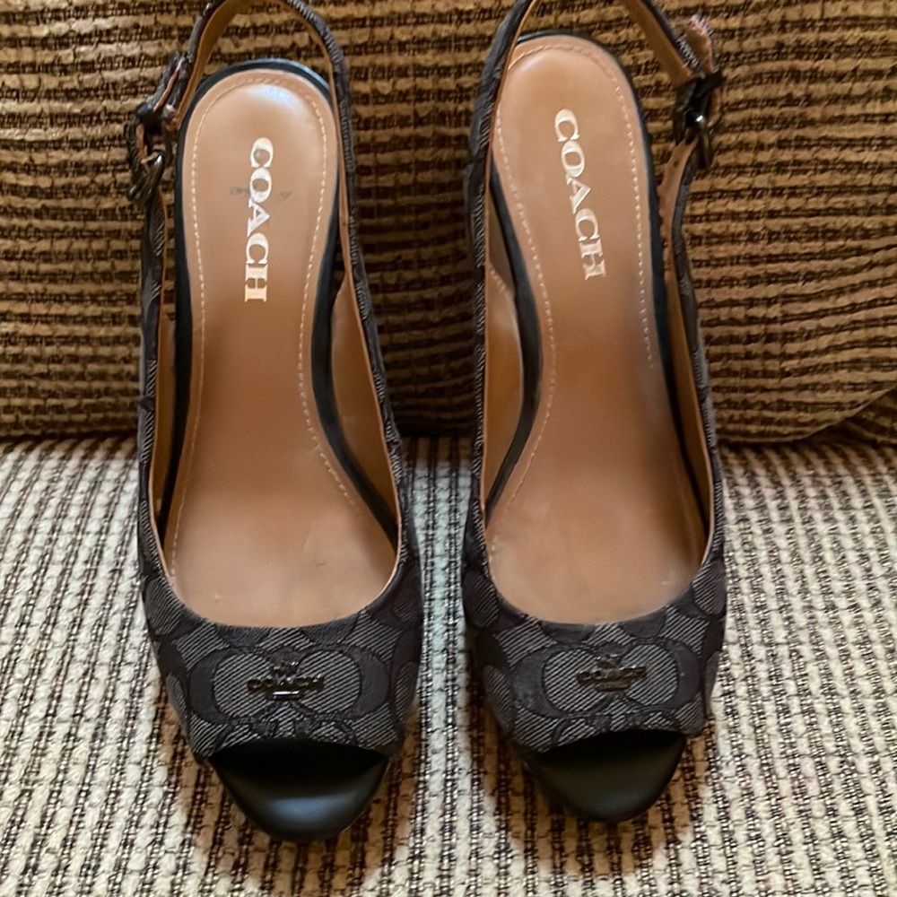 Coach peep toe wedges. Great condition